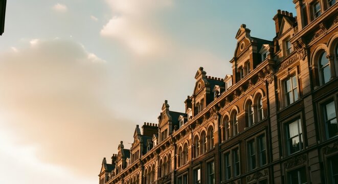 Classic European Architecture Facade at Golden Hour