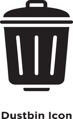 Flat Dustbin Icon - Trash Can Vector Symbol for Deletion and Waste Management