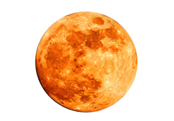 Orange textured planet or celestial body isolated on transparent background