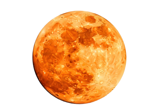 Orange textured planet or celestial body isolated on transparent background