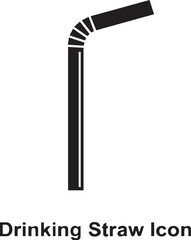 Flat Drinking Straw Icon - Plastic or Reusable Tube for Beverage Symbol