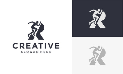 Naklejka premium vector logo of initial r and person