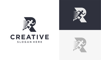 vector logo of initial r and person