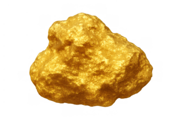 Gold nugget representing wealth, investment, discovery, and precious metal value with transparent background
