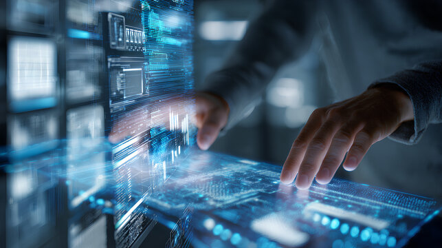 Data Science and engineering, digital technology, tech background. Software engineer working with database and big data analytics, cloud computing with AI and data exchange, innovation technology