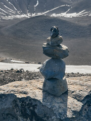 cairn on the crater of the Hverfjall volcano, Iceland