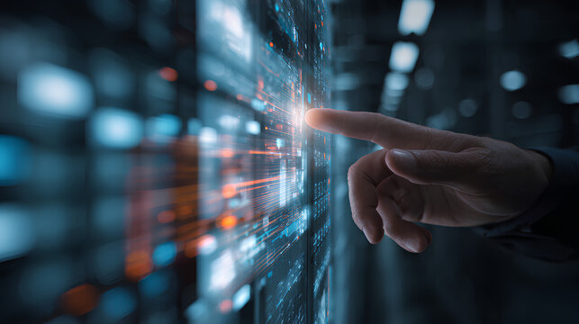 Data Science and engineering, digital technology, tech background. Software engineer working with database and big data analytics, cloud computing with AI and data exchange, innovation technology