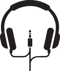 Wired Headphones Icon - Flat Vector Symbol for Music and Audio Listening