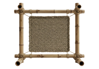 Bamboo frame with woven mat isolated on transparent background