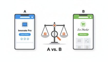 A/B Testing Comparison on Mobile Screens with Balance Scale