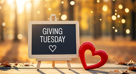 Giving tuesday message, red heart
