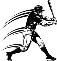 Obraz premium Baseball player swinging bat vector illustration sports design art eps silhouette