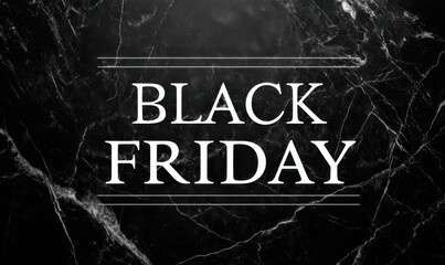 'Black Friday' promotional text on a dark marble background.