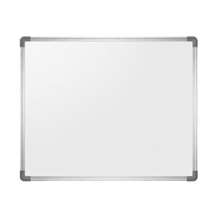 Empty White Magnetic Dry Erase Board with Silver Frame &ndash; Isolated on transparent background, PNG