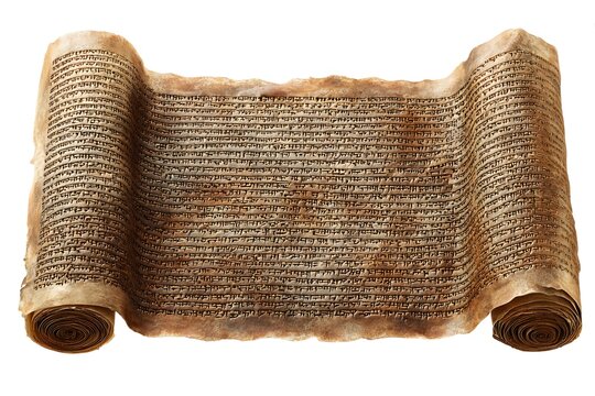 Ancient Scroll with Text on Distressed Parchment Surface - Powered by Adobe