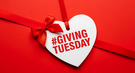 Giving tuesday heart tag and bow