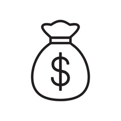 Money bag icon with dollar sign, isolated on