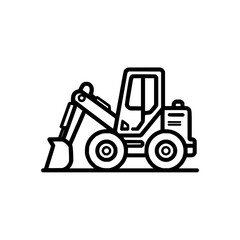 Fototapeta premium Excavator construction equipment outline vector illustration for building and digging projects design