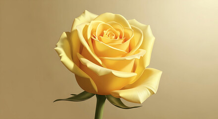Close-up of a single yellow rose on a soft beige background