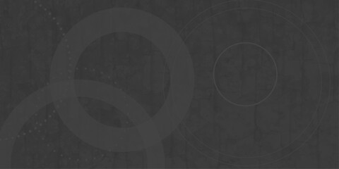 Black abstract background with black circle rings in faded distressed vintage grunge texture design. old geometric pattern paper in modern art design . Simple and elegant abstract design.
