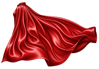 : Flowing Red Superhero Cape with Silk Texture – Isolated on transparent background, PNG