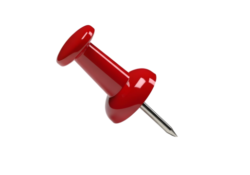 Red thumbtack isolated on transparent background