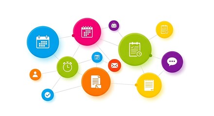 A conceptual network of interconnected productivity tools, representing efficient business management and workflow organization