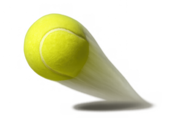 Tennis ball moving with motion blur showing speed and action for sport and exercise concepts on transparent background