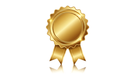 A golden medal with ribbons on a black background showcasing achievement and recognition for success