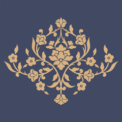 Vector damask stencil element. Floral baroque ornament pattern design. Vintage victorian arabesque motif.