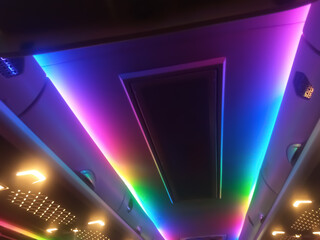 Prismatic symmetrical light patterns and a spectrum of colors create a futuristic, shimmering tunnel. Intense rainbow light creates the illusion of infinite space and energy.