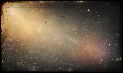 Vintage distressed old photo light leaks, film grain, dust and scratches transparent texture overlay with vignette border. Dirty gritty grunge analog retro effect background with copy space.