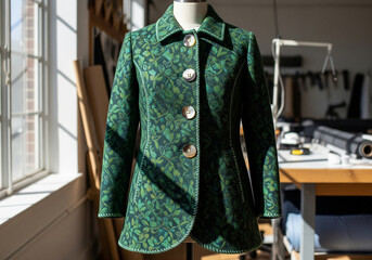 Organic Festive Coat Sustainable Fabric Recycled Lining Zero-Waste Seams Biodegradable Buttons Green Winter Jacket Organic Collar Compostable Hem Earth-Friendly Layer Plastic-Free Cozy Attire Holiday 