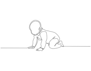 Baby crawling continuous line. Continuous one line drawing of Baby crawling. Baby concept. Single line drawing