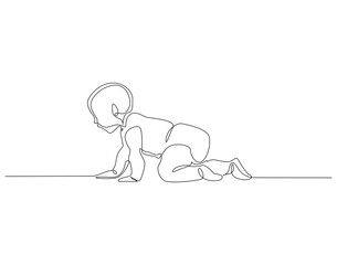 Baby crawling continuous line. Continuous one line drawing of Baby crawling. Baby concept. Single line drawing