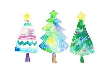Fototapeta na wymiar Chistmas tree christmas painting white background.