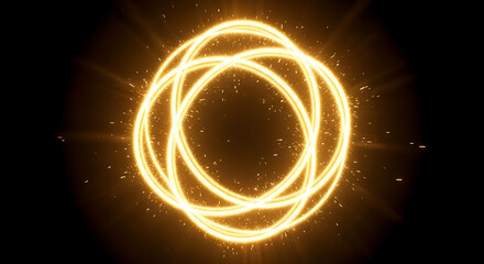 Fiery explosion with alpha and abstract fire circle background illustrating a hot solar flare on a dark night planet in the universe