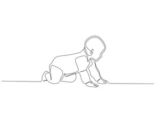 Baby crawling continuous line. Continuous one line drawing of Baby crawling. Baby concept. Single line drawing