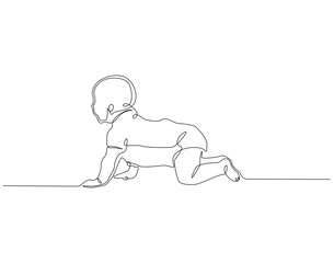 Baby crawling continuous line. Continuous one line drawing of Baby crawling. Baby concept. Single line drawing