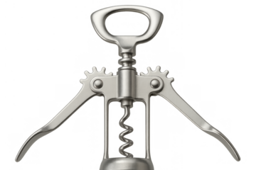 Winged corkscrew metal bar tool for opening wine bottles, kitchen utensil accessory for beverage enjoyment