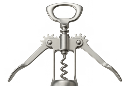 Winged corkscrew metal bar tool for opening wine bottles, kitchen utensil accessory for beverage enjoyment