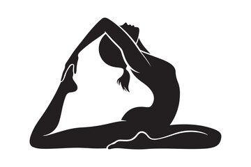 Silhouette of a woman in a graceful yoga pose