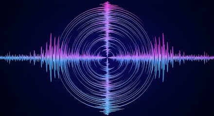 Echo Pulse: Sonic Geometry. This circular waveform radiates with vibrant pink-blue gradients.