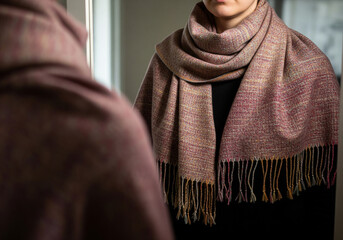 Earth-Friendly Winter Shawl Sustainable Silk Recycled Fringe Zero-Waste Weave Biodegradable Dye Green Holiday Wrap Organic Tassel Compostable Edge Earth-Friendly Layer Plastic-Free Festive Scarf