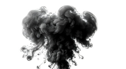 Smooth black smoke pattern illustration with flowing liquid texture on white background