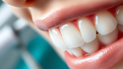 Close-up of bright white teeth, highlighting dental hygiene and health.