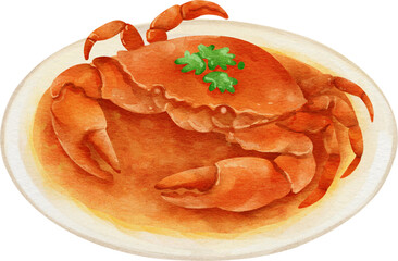 watercolor chilli crab