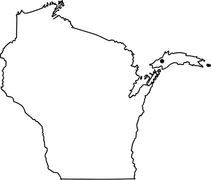 Wisconsin state outline map vector illustration with cities marked eps silhouette