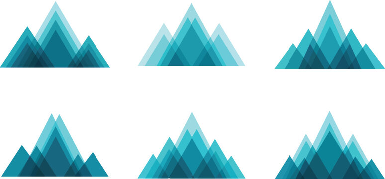 Teal blue layered geometric mountain peaks abstract graphic design vector