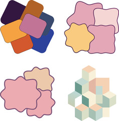 Whimsical pastel rectangle shapes on a vector art.